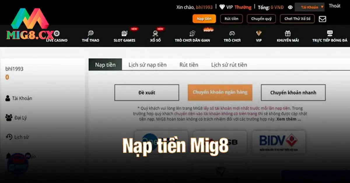 Tại sao nạp tiền MIG8 bị lỗi